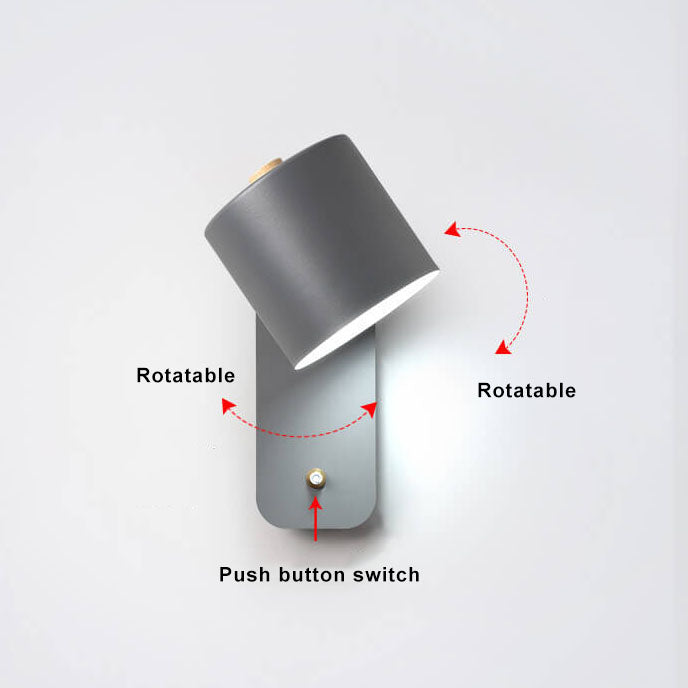 Nordic Macaron Cylinder Shape Rotatable 1-Light Wall Sconce