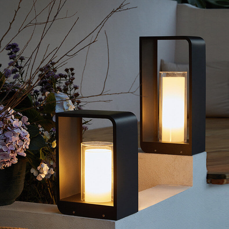 Modern Minimalist Square Frame Stainless Steel Acrylic LED