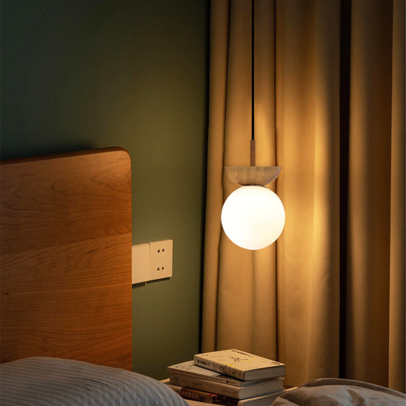Modern Minimalist Glass Iron Orb 1-Light Semi-Flush Mount