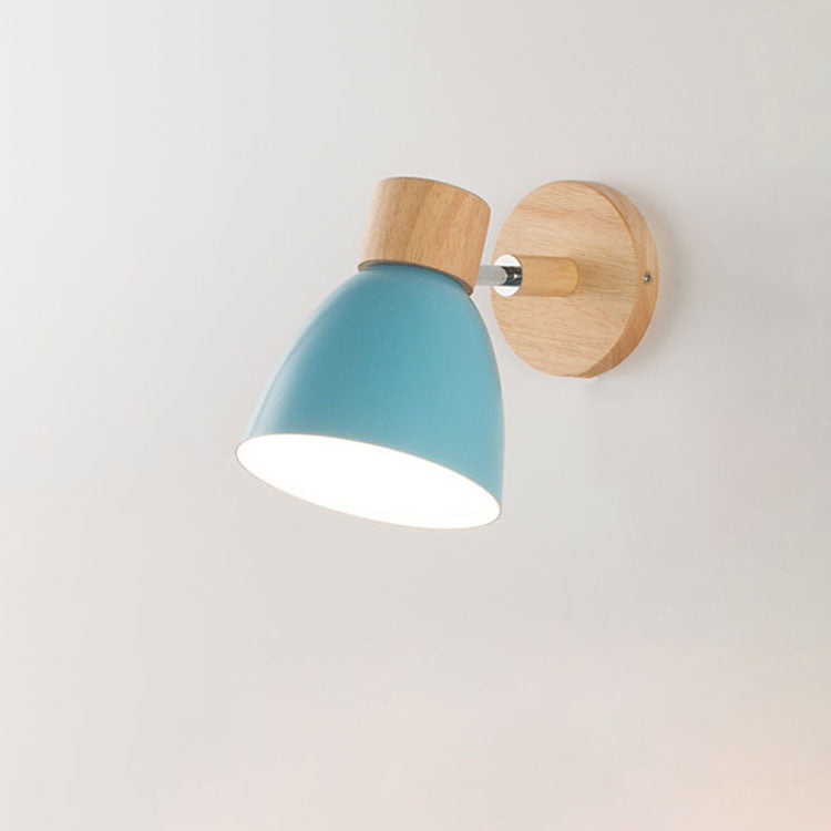 Modern Minimalist Solid Color Macaron Iron Wood 1-Light