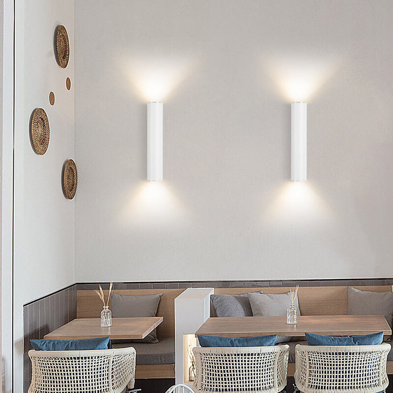 Modern Minimalist Round Aluminum Cylindrical 2-Light Wall