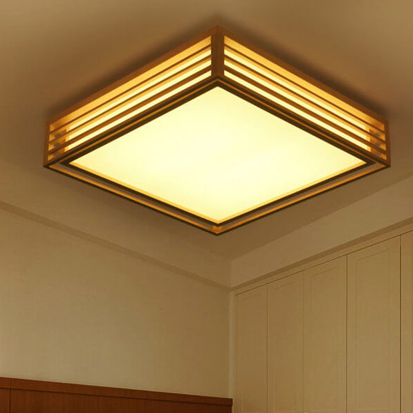 Nordic Solid Wood Square LED Japanese Tatami Flush Mount