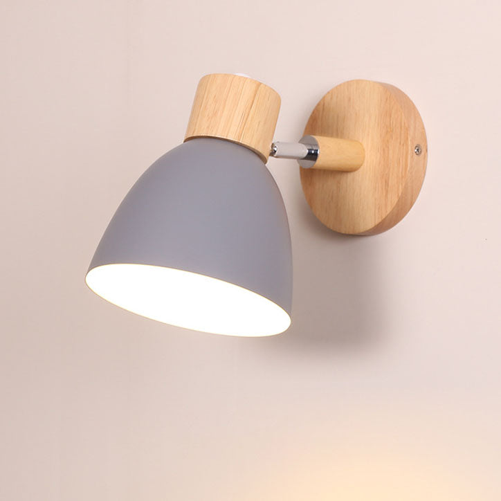Modern Minimalist Solid Color Macaron Iron Wood 1-Light