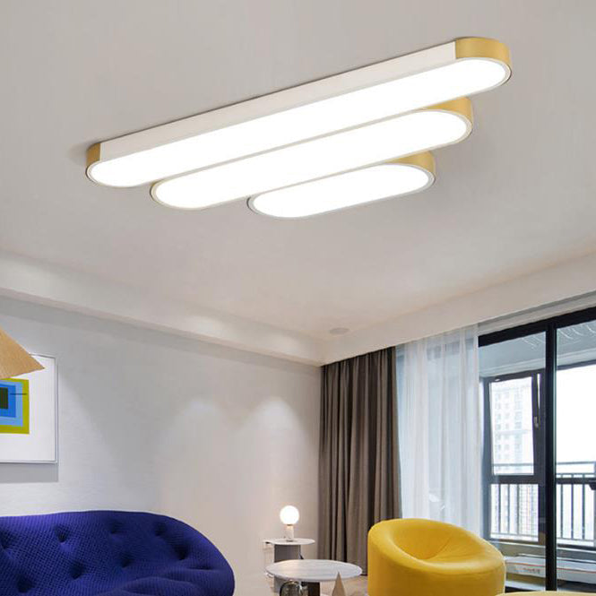 Modern Minimalist Rectangular Ring LED Flush Mount Ceiling