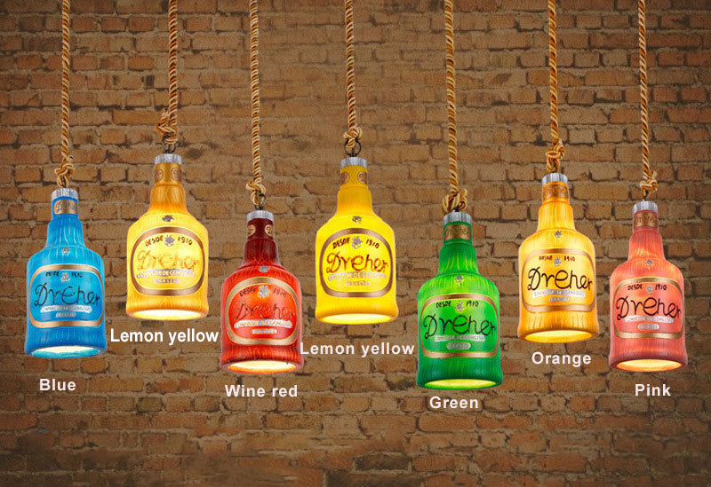 Contemporary Industrial Colorful Bottle Resin 1-Light