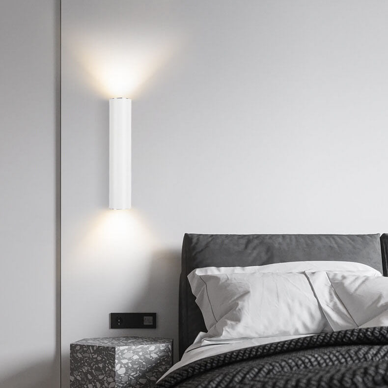 Modern Minimalist Round Aluminum Cylindrical 2-Light Wall