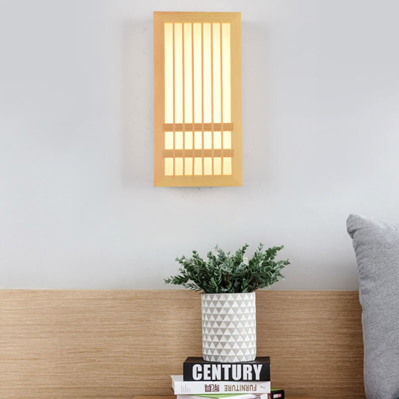 Modern Minimalist Solid Wood Acrylic Rectangular LED Wall
