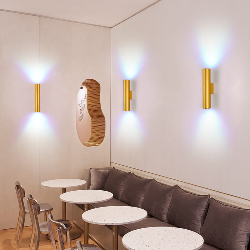 Modern Minimalist Round Aluminum Cylindrical 2-Light Wall