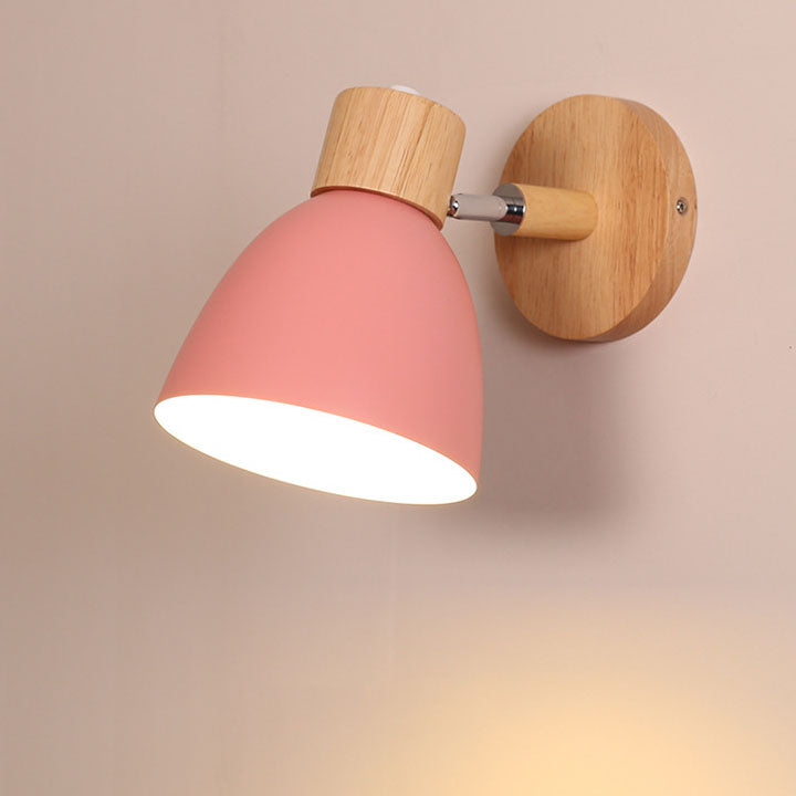 Modern Minimalist Solid Color Macaron Iron Wood 1-Light