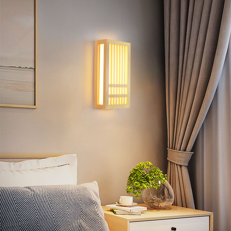 Modern Minimalist Solid Wood Acrylic Rectangular LED Wall