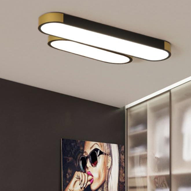 Modern Minimalist Rectangular Ring LED Flush Mount Ceiling