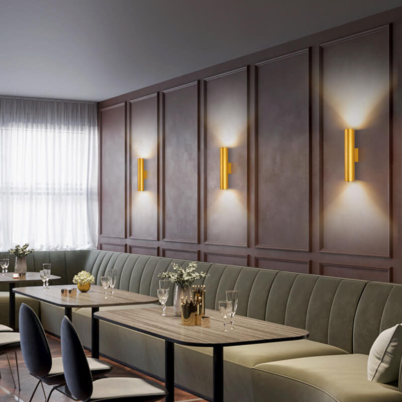 Modern Minimalist Round Aluminum Cylindrical 2-Light Wall