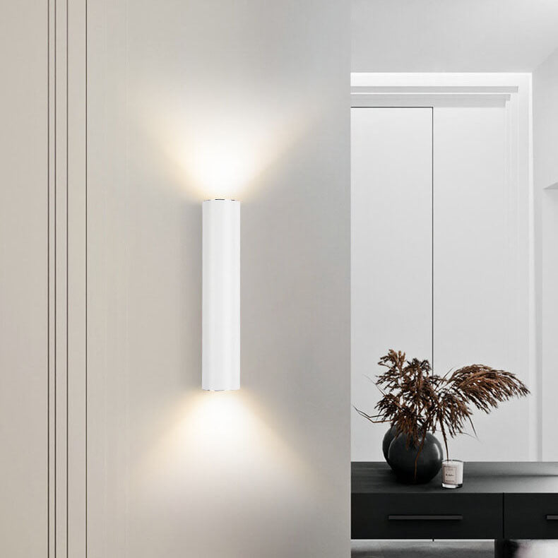 Modern Minimalist Round Aluminum Cylindrical 2-Light Wall