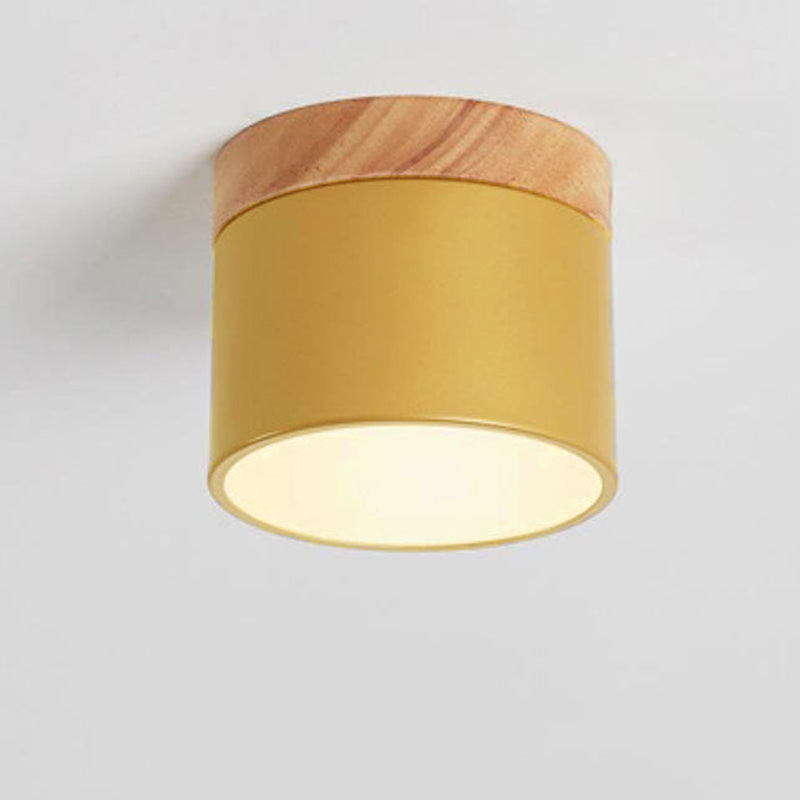 Scandinavian Macaroon Solid Color Log LED Flush Mount