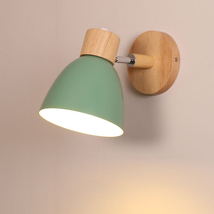 Modern Minimalist Solid Color Macaron Iron Wood 1-Light