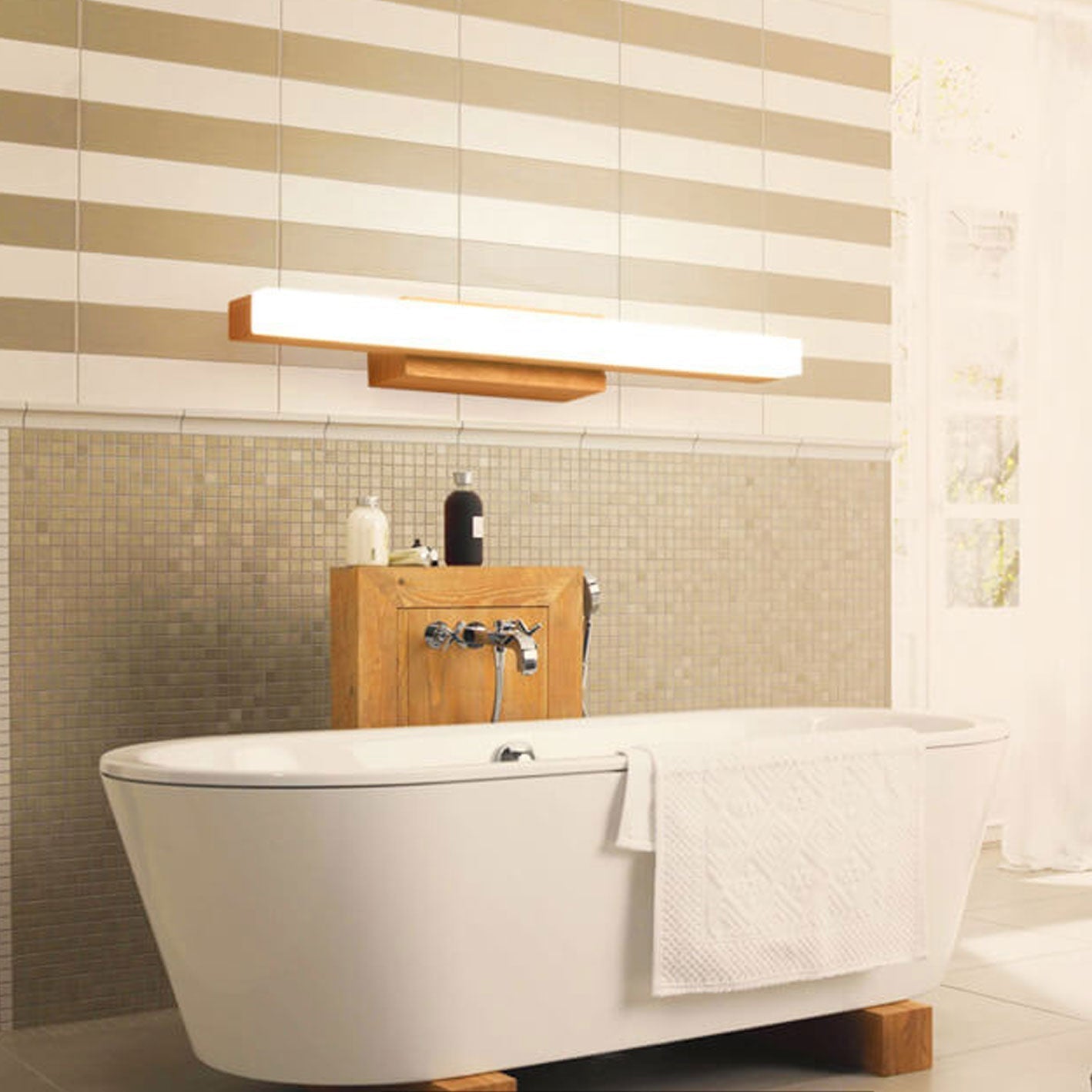 Nordic Minimalist Wooden Long Strip Vanity Light LED Wall