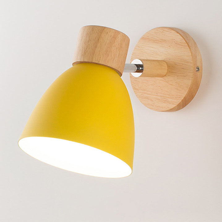 Modern Minimalist Solid Color Macaron Iron Wood 1-Light