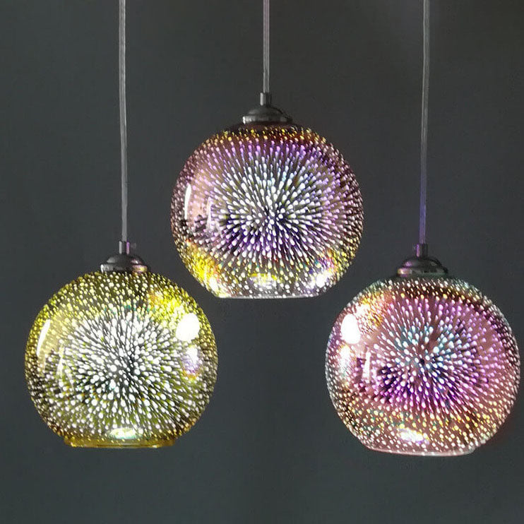 Modern Creative 3D Colorful Fireworks Glass 1-Light Dome