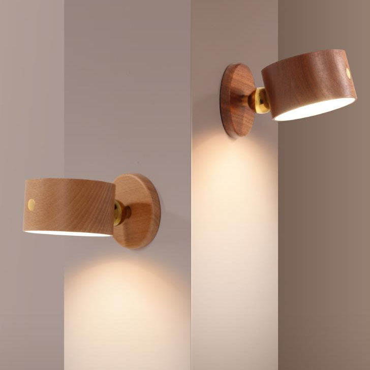 Simple Wooden USB Rechargeable Touch Magnetic LED Night
