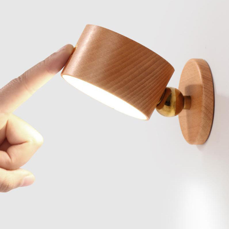 Simple Wooden USB Rechargeable Touch Magnetic LED Night