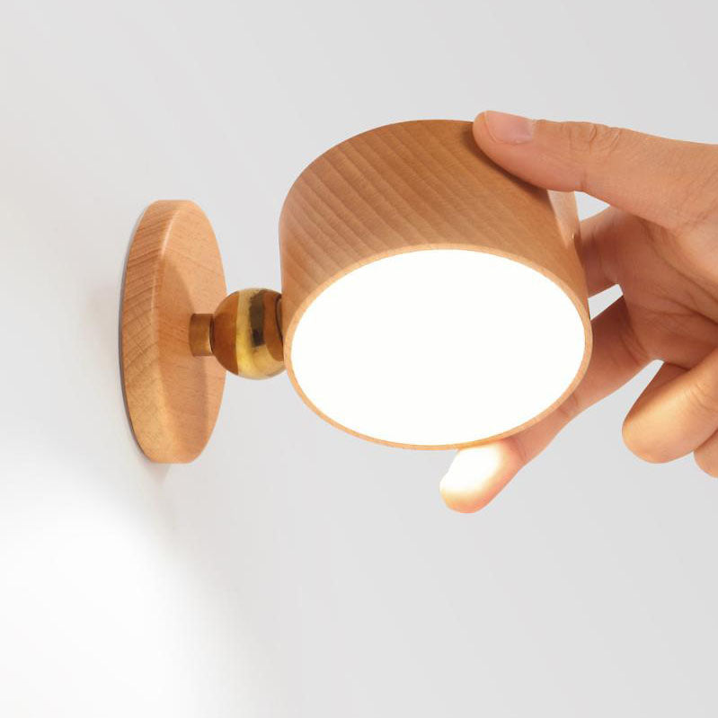 Simple Wooden USB Rechargeable Touch Magnetic LED Night