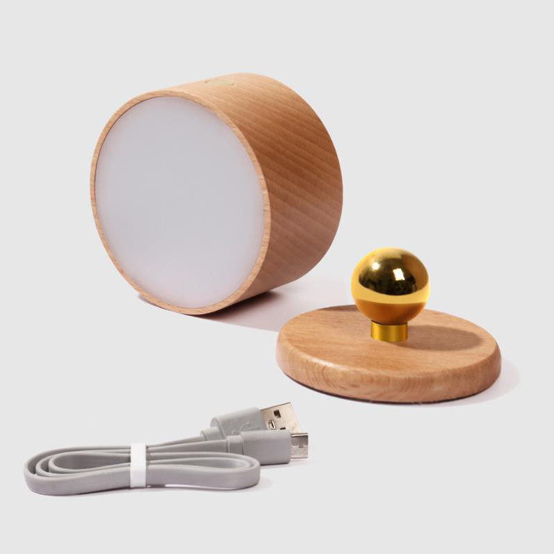 Simple Wooden USB Rechargeable Touch Magnetic LED Night