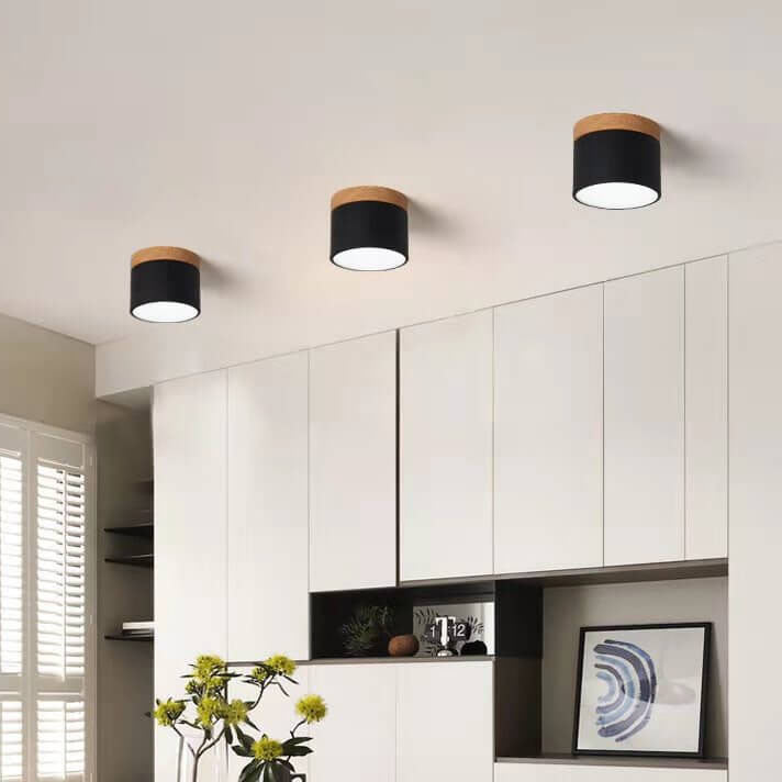Scandinavian Macaroon Solid Color Log LED Flush Mount