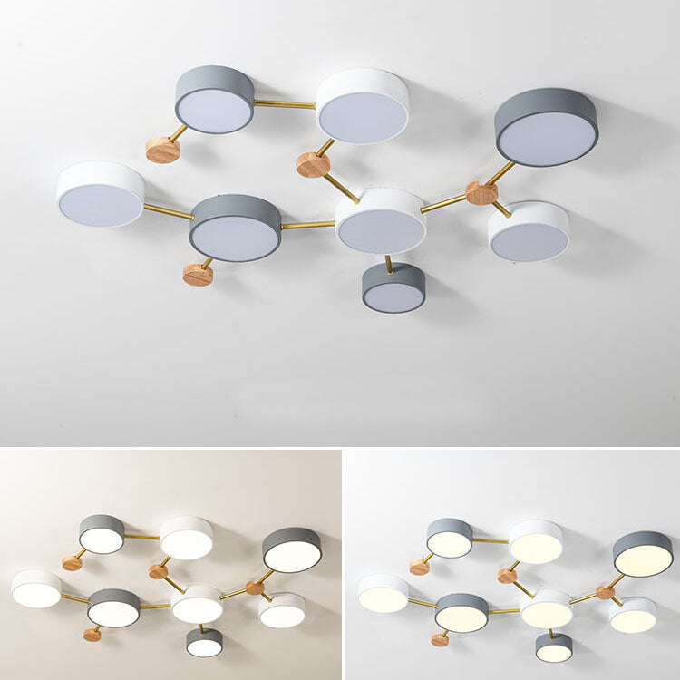Scandinavian Minimalist Solid Wood Iron LED Flush Mount