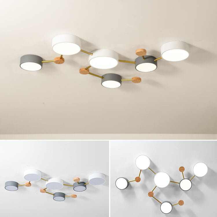Scandinavian Minimalist Solid Wood Iron LED Flush Mount