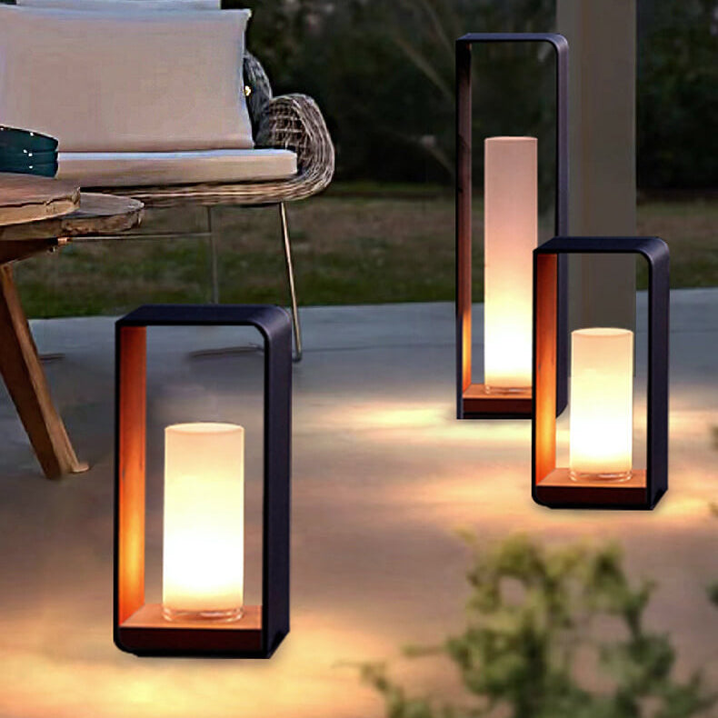 Modern Minimalist Square Frame Stainless Steel Acrylic LED