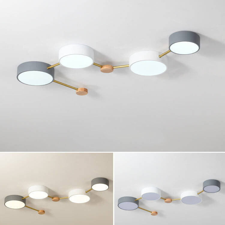 Scandinavian Minimalist Solid Wood Iron LED Flush Mount