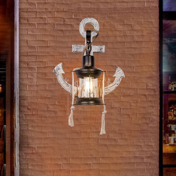 Industrial Vintage Boat Anchor Solid Wooden 1-Light Wall