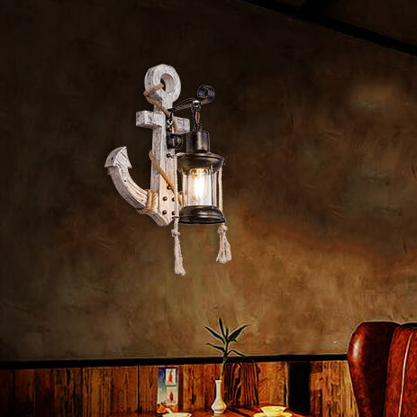 Industrial Vintage Boat Anchor Solid Wooden 1-Light Wall