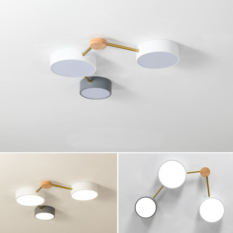 Scandinavian Minimalist Solid Wood Iron LED Flush Mount
