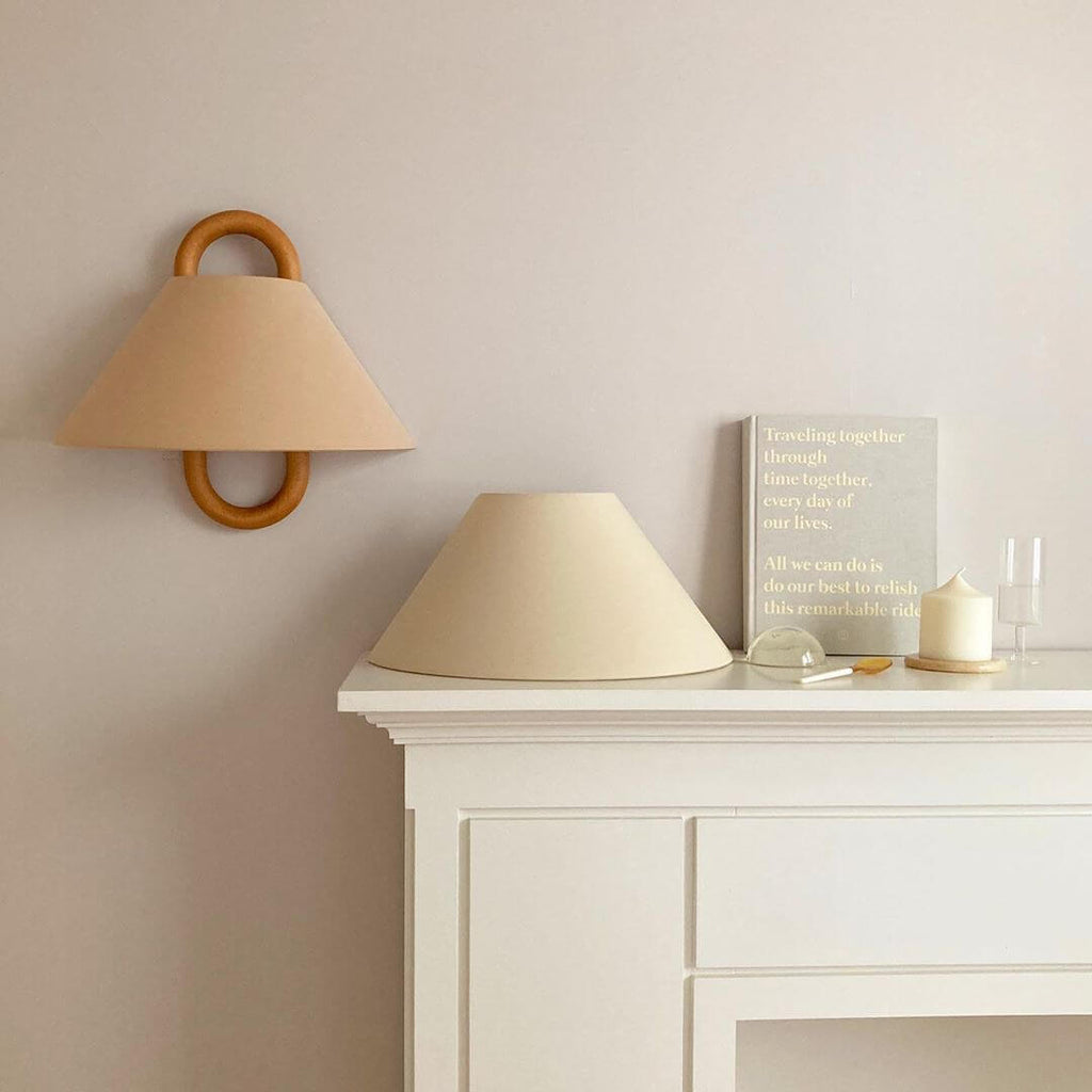 Modern Original Solid Wood Pleated Semi-Circle 1-Light Wall