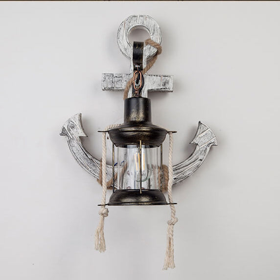 Industrial Vintage Boat Anchor Solid Wooden 1-Light Wall