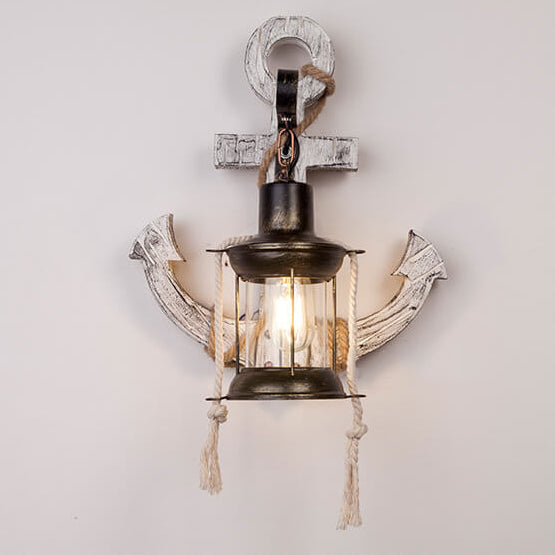 Industrial Vintage Boat Anchor Solid Wooden 1-Light Wall