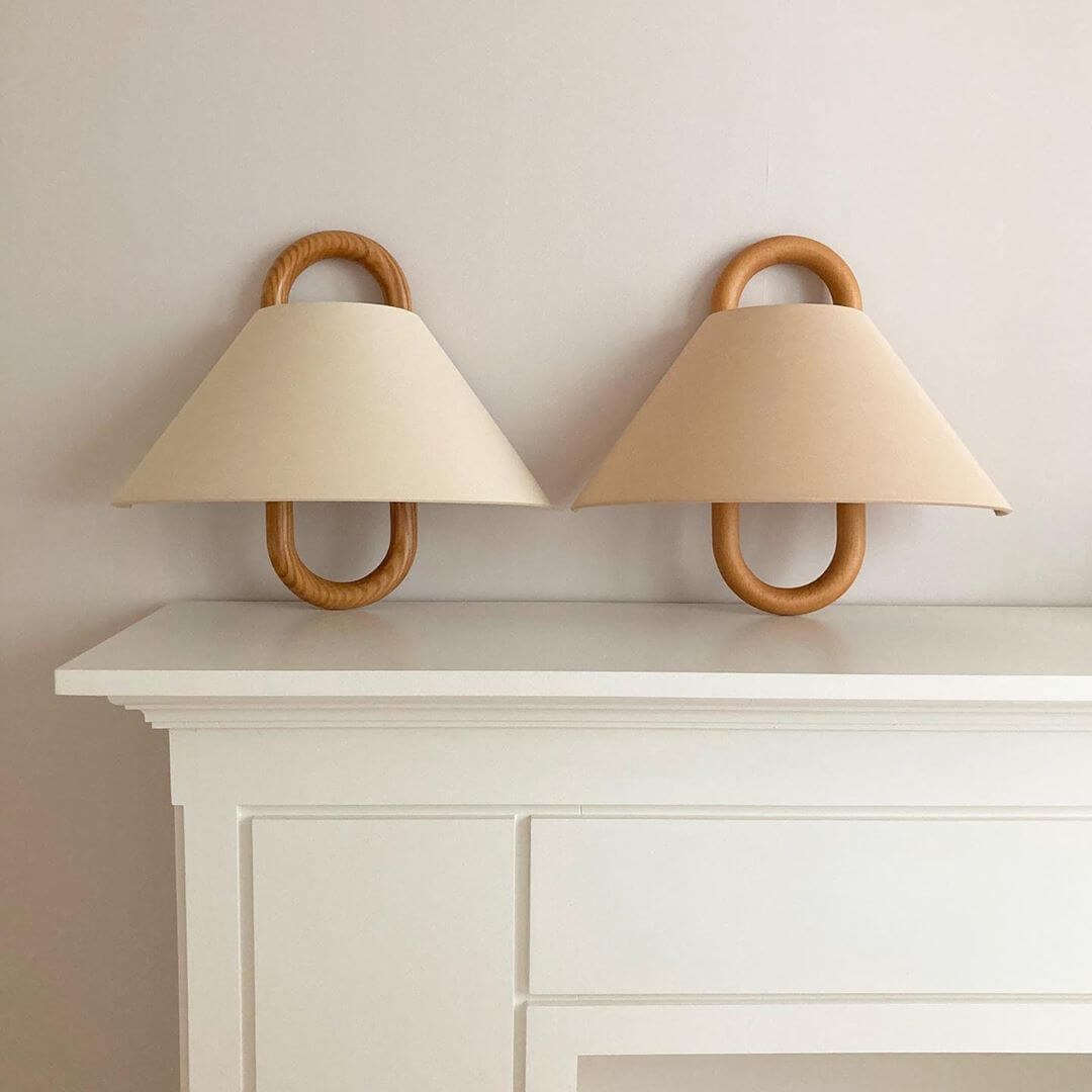 Modern Original Solid Wood Pleated Semi-Circle 1-Light Wall