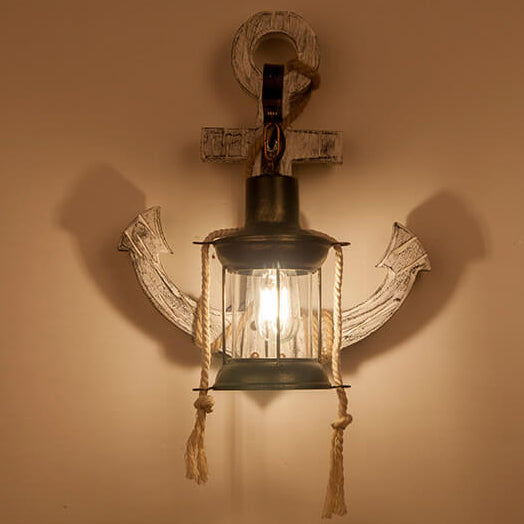 Industrial Vintage Boat Anchor Solid Wooden 1-Light Wall