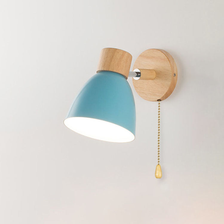 Modern Minimalist Solid Color Macaron Iron Wood 1-Light