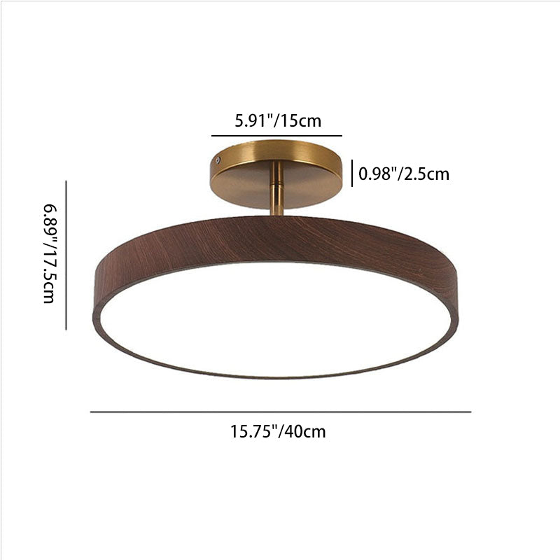 Japanese Wabi-sabi Minimalist Wood Grain Round LED