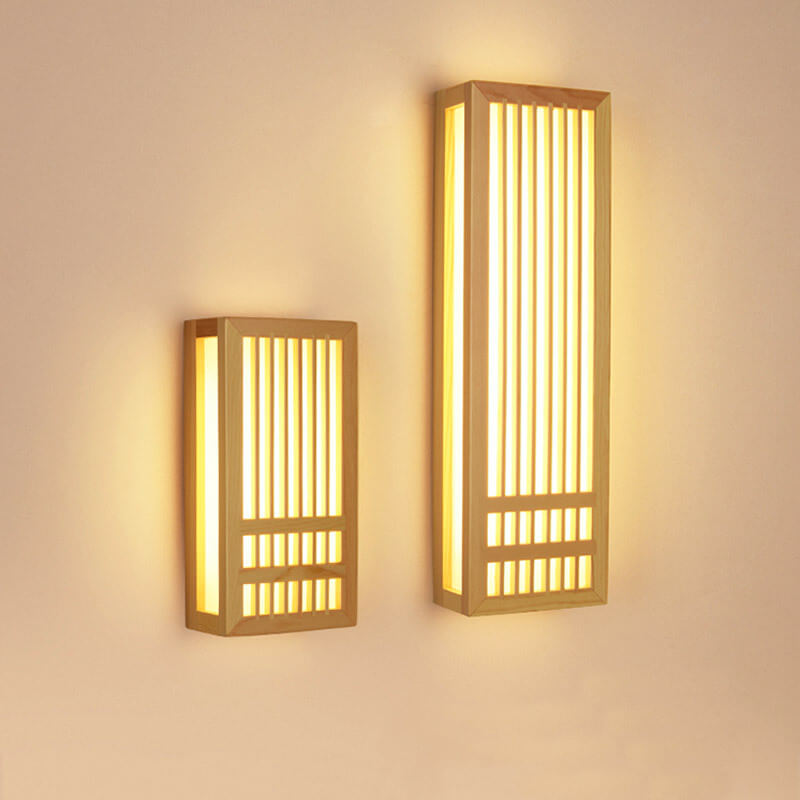 Modern Minimalist Solid Wood Acrylic Rectangular LED Wall