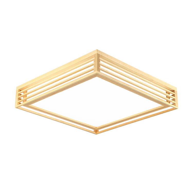 Nordic Solid Wood Square LED Japanese Tatami Flush Mount