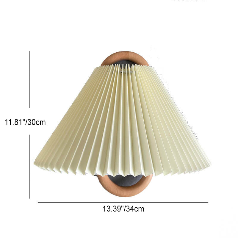 Modern Original Solid Wood Pleated Semi-Circle 1-Light Wall