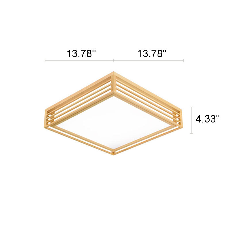 Nordic Solid Wood Square LED Japanese Tatami Flush Mount