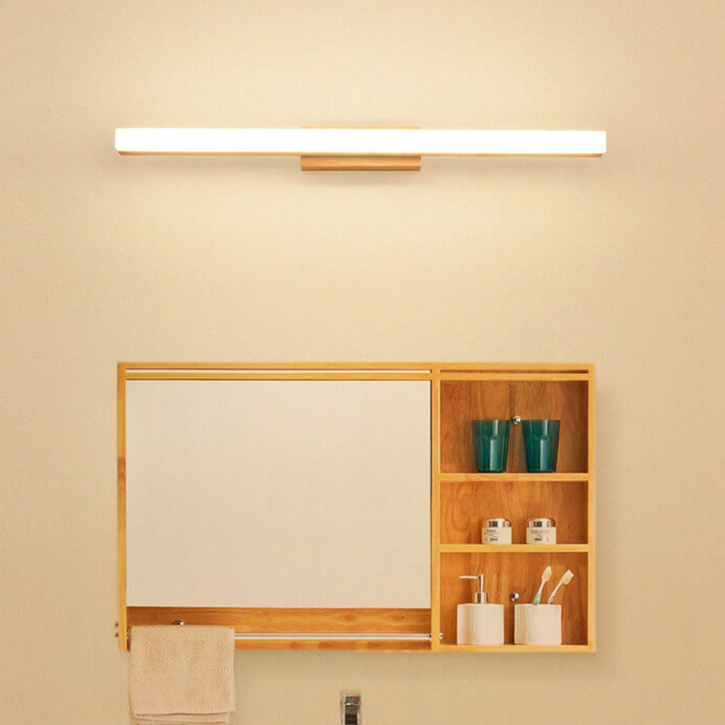 Nordic Minimalist Wooden Long Strip Vanity Light LED Wall
