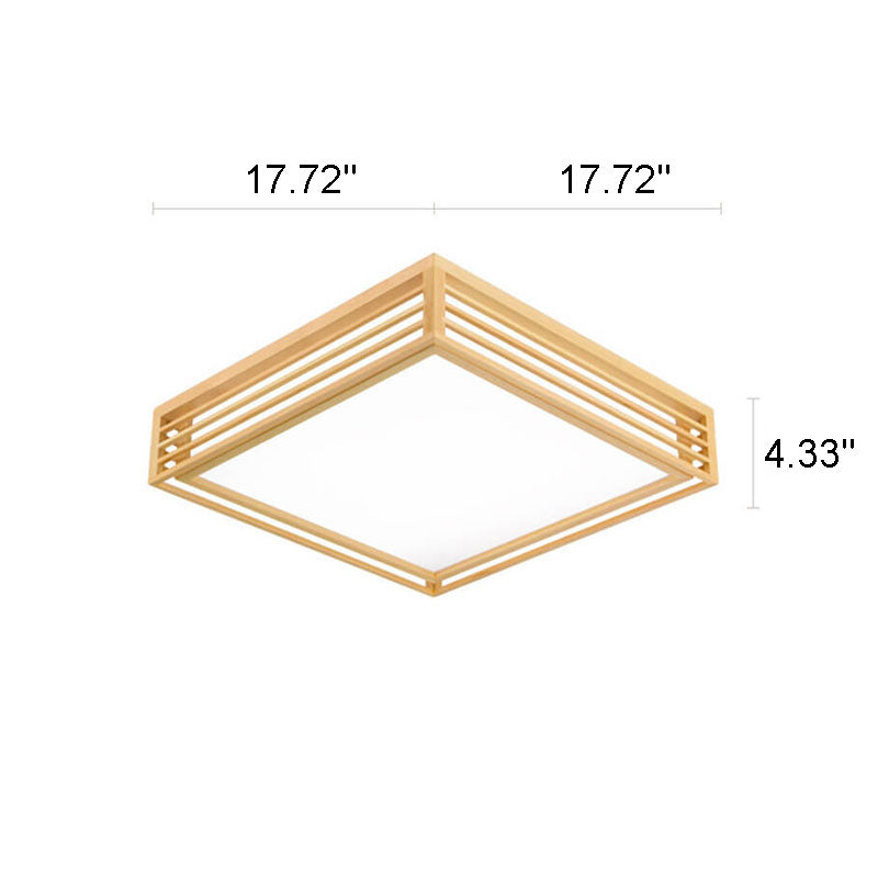 Nordic Solid Wood Square LED Japanese Tatami Flush Mount
