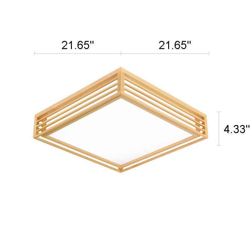 Nordic Solid Wood Square LED Japanese Tatami Flush Mount