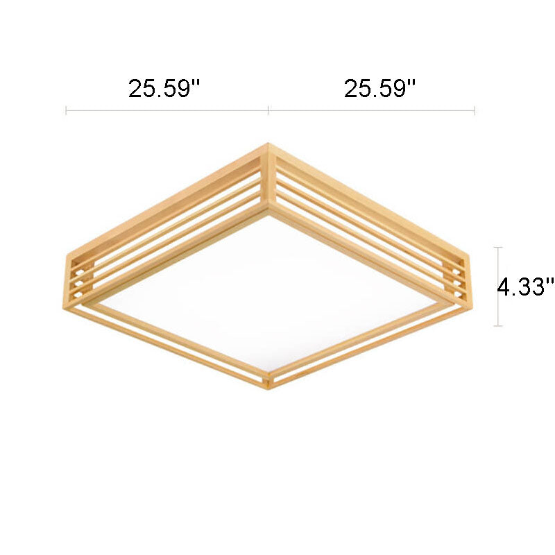 Nordic Solid Wood Square LED Japanese Tatami Flush Mount