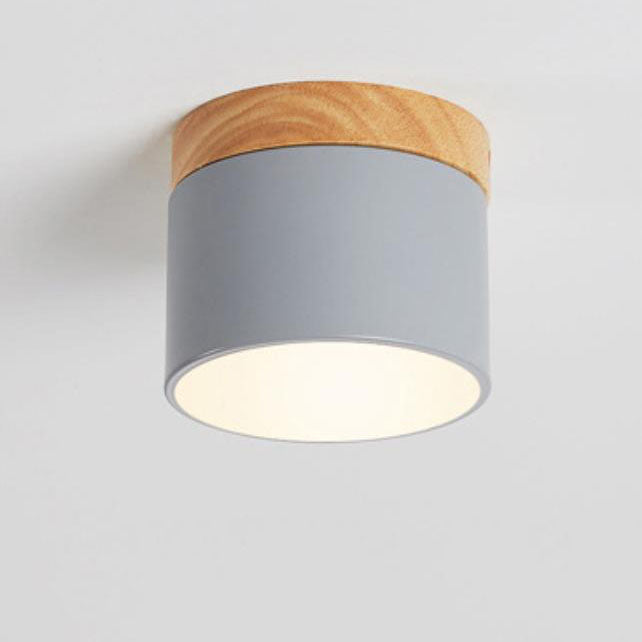 Scandinavian Macaroon Solid Color Log LED Flush Mount